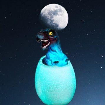Дитячий світильник SUNROZ 3D Dinosaur Lamp лампа-нічник "Динозаврик у яйці" з пультом | HappyShop 2113 фото