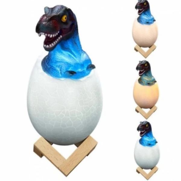 Дитячий світильник SUNROZ 3D Dinosaur Lamp лампа-нічник "Динозаврик у яйці" з пультом | HappyShop 2113 фото