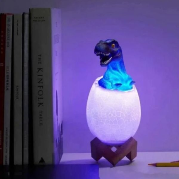 Дитячий світильник SUNROZ 3D Dinosaur Lamp лампа-нічник "Динозаврик у яйці" з пультом | HappyShop 2113 фото
