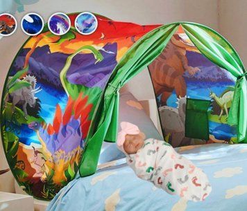 Дитячий намет тент для сну Dream Tents Зелений з Динозаврами | HappyShop 1737 фото