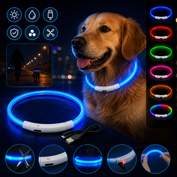Світний LED-комір для собак світлодіодний нашийник для тварин | HappyShop 1800 фото