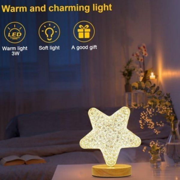 Нічник світильник Зірка акриловий на підставці USB Charging Touch Lamp з акумулятором Зірочка | HappyShop 1943 фото