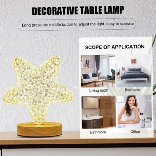 Нічник світильник Зірка акриловий на підставці USB Charging Touch Lamp з акумулятором Зірочка | HappyShop 1943 фото