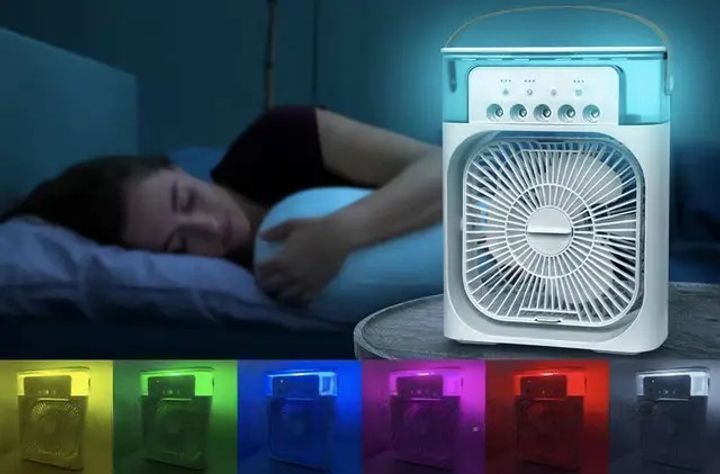 Портативний вентилятор зі зволожувачем і підсвіткою 4в1 мінікондиціонер настільний портативний вентилятор ЮСБ | HappyShop 2077 фото