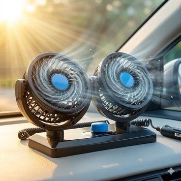 Вентилятор подвійний автомобільний 360&deg; подвійний від USB швидкості Вентилятор в авто в салон 12 В | HappyShop 2263 фото