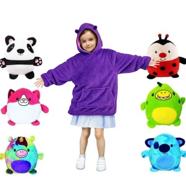 Подушка товстововка плед з рукавами Hugle Pets Hodie худі м'яке затишне для дітей 2 в 1 | HappyShop 1949 фото