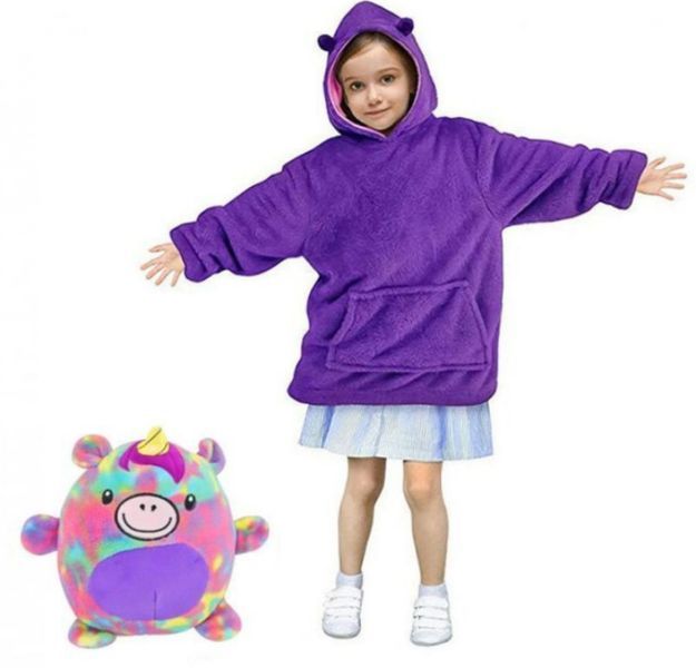 Подушка товстововка плед з рукавами Hugle Pets Hodie худі м'яке затишне для дітей 2 в 1 | HappyShop 1949 фото