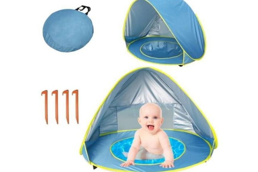 Намет дитячий з басейном автоматичний WM-BABY POO з чохлом пляжний намет для дітей від сонця | HappyShop 2277 фото