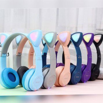 Бездротові Bluetooth-навушники P47 з котячими вушками та LED-підсвіткою | HappyShop 1360 фото