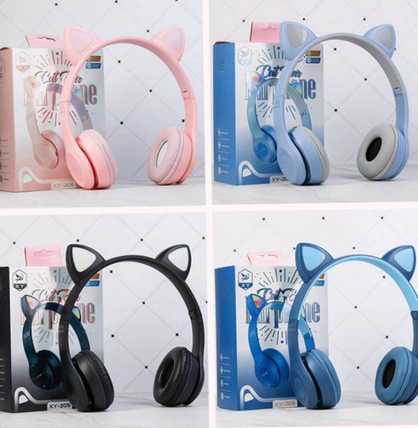 Бездротові Bluetooth-навушники P47 з котячими вушками та LED-підсвіткою | HappyShop 1360 фото