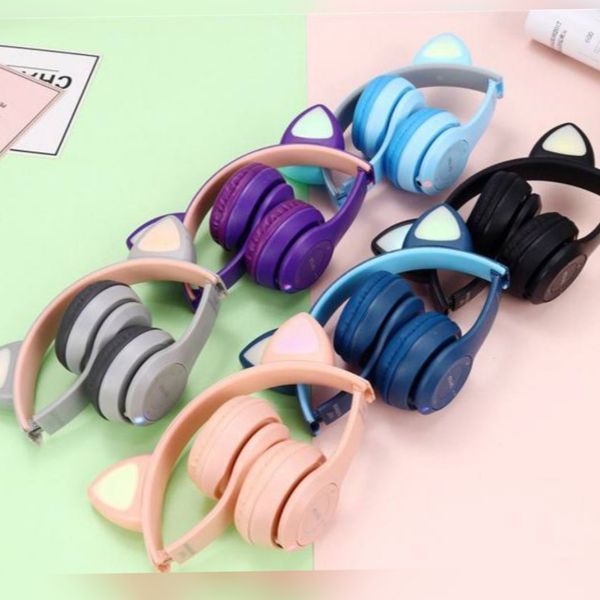 Бездротові Bluetooth-навушники P47 з котячими вушками та LED-підсвіткою | HappyShop 1360 фото
