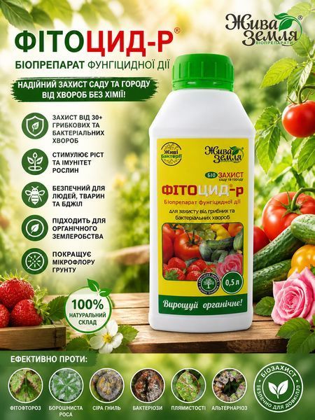 ФітоЦид-р 500мл Біофунгіцид Жива Земля від хвороб Фунгіцид Фітоцид 500мл концентрат суспензії універсальний для захисту від хвороб | HappyShop 2459 фото