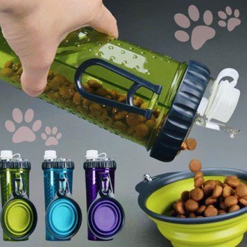 Пляшка подвійна для собак і кішок для води зі складаною мискою H-DuOTM with Companion Cup | HappyShop 1760 фото