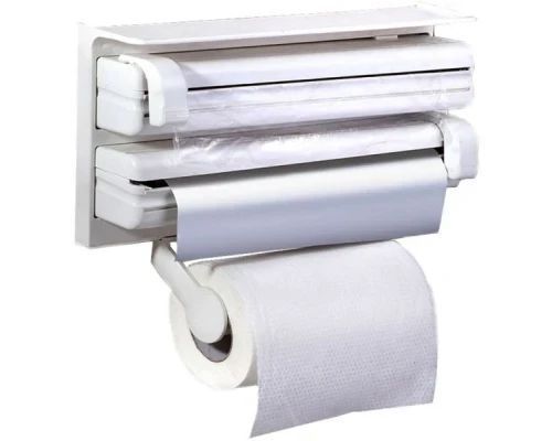 Диспенсер кухонний 3 в 1 Кухонний диспенсер Triple Paper для паперових рушників / Настінний тримач харчової плівки та фольги | HappyShop 2513 фото