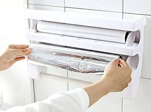 Диспенсер кухонний 3 в 1 Кухонний диспенсер Triple Paper для паперових рушників / Настінний тримач харчової плівки та фольги | HappyShop 2513 фото