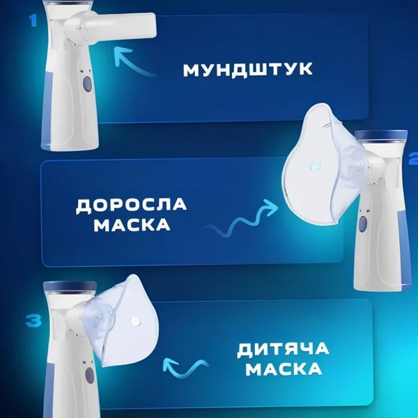 Ручний інгалятор небулайзер домашній JSL-W302 для дітей і дорослих ультразвуковий портативний від usb 3 насадки | HappyShop 2219 фото