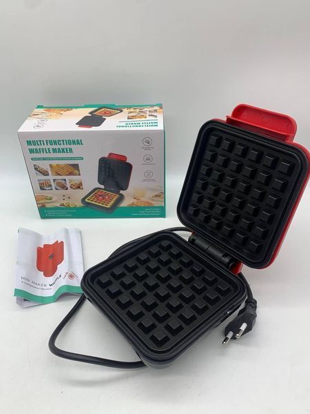 Вафельница электрическая MULTI FUNCTIONAL WAFFLE MAKER 350 Вт, мини-вафельница для бельгийских и венских вафель 12&times;12, квадратная | HappyShop 2555 фото