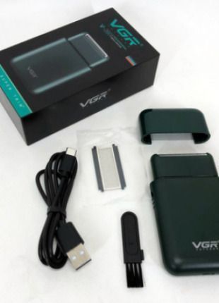 Електробритва vgr professional men's shaver v 390 green шейвер Міні електробритва на акумуляторі | HappyShop 2288 фото