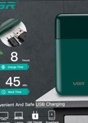 Електробритва vgr professional men's shaver v 390 green шейвер Міні електробритва на акумуляторі | HappyShop 2288 фото