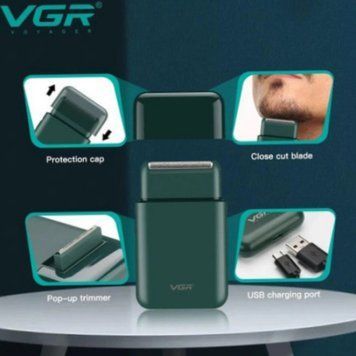 Електробритва vgr professional men's shaver v 390 green шейвер Міні електробритва на акумуляторі | HappyShop 2288 фото