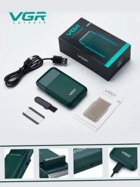 Електробритва vgr professional men's shaver v 390 green шейвер Міні електробритва на акумуляторі | HappyShop 2288 фото
