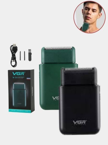 Електробритва vgr professional men's shaver v 390 green шейвер Міні електробритва на акумуляторі | HappyShop 2288 фото