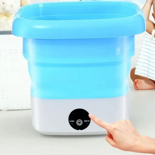 Ультразвукова портативна складана пральна машина 2в1 з відром Mini Folding Washing Machine міністилка | HappyShop 2066 фото
