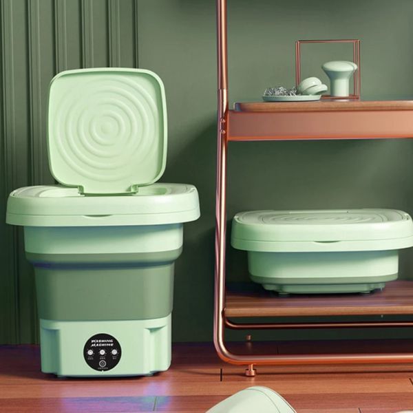 Ультразвукова портативна складана пральна машина 2в1 з відром Mini Folding Washing Machine міністилка | HappyShop 2066 фото