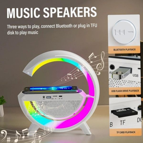 Ночник лампа Smart Light Sound Machine с беспроводной зарядкой Bluetooth колонкой G-Smart многофункциональная | HappyShop 1853 фото