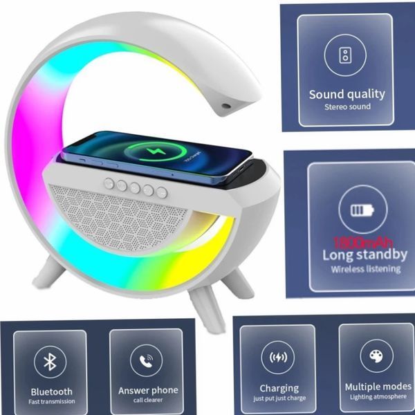 Ночник лампа Smart Light Sound Machine с беспроводной зарядкой Bluetooth колонкой G-Smart многофункциональная | HappyShop 1853 фото