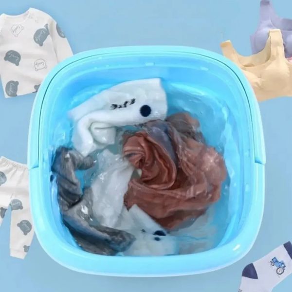 Ультразвукова портативна складана пральна машина 2в1 з відром Mini Folding Washing Machine міністилка | HappyShop 2066 фото