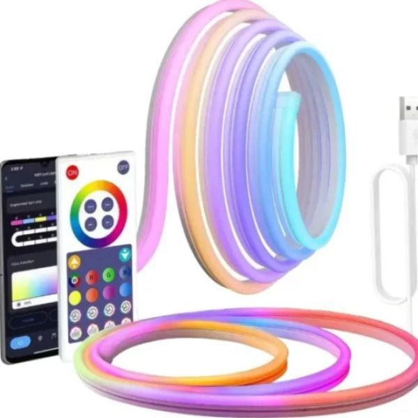 Розумна неонова стрічка RGB 5 м, з Bluetooth від USB + Пульт, SFK-11 керування з телефона | HappyShop 1532 фото