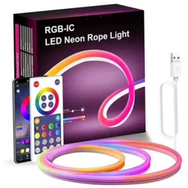 Розумна неонова стрічка RGB 5 м, з Bluetooth від USB + Пульт, SFK-11 керування з телефона | HappyShop 1532 фото