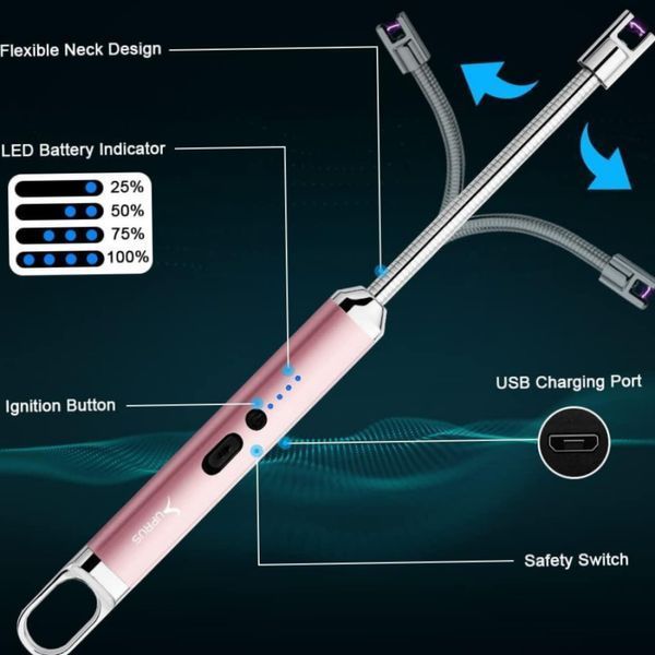 Імпульсна USB запальничка для свічок, кухні та плити запальничка для газової плити гнучка запальничка від пауербанка | HappyShop 2310 фото