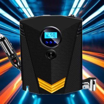 Автомобільний компресор 12V насос із ліхтариком, потужний насос для коліс автомобіля від прикурювача | HappyShop 2169 фото