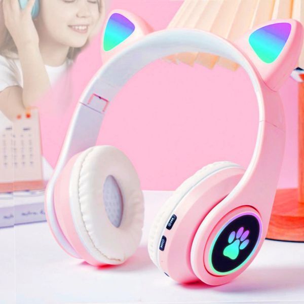 Бездротові навушники М'ЯУ з вушками котика світні лапки LED CAT EAR VZV-23M | HappyShop 1833 фото