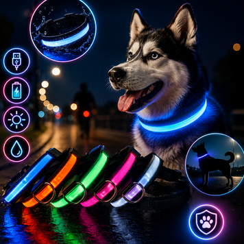 Світловий LED-комір для собак світлодіодний нашийник для тварин на акумуляторі USB GLOW RING | HappyShop 1799 фото