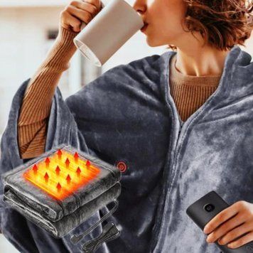 Електрична ковдра USB, портативний плед із підігрівом, 155x80 з 3 режимами нагрівання Електроковдра із застібкою | HappyShop 2130 фото