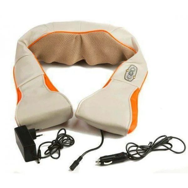 Масажер для шиї спини з ІЧ-підігрівом | Massager of neck kneading Plus | Роликовий масажер-накидка на плечі | HappyShop 1061 фото