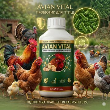 Пробіотик для птиці Avian Vital 250 мл для курей, бройлерів, перепелів, качок та індиків, для підтримки травлення та імунітету | HappyShop 2493 фото