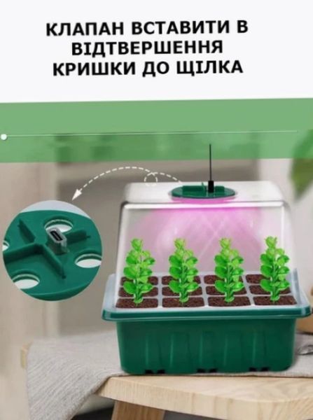Набор для выращивания рассады с LED подсветкой на 5 лотков / Мини-тепличка / Стартовый набор для растений со светодиодной лампой | HappyShop 2401 фото
