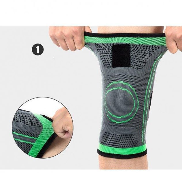 Наколінник Еластичний Бандаж на Колено Компресійний, Наколінники Knee Support WN-26 Чорно-зелений | HappyShop 1244 фото