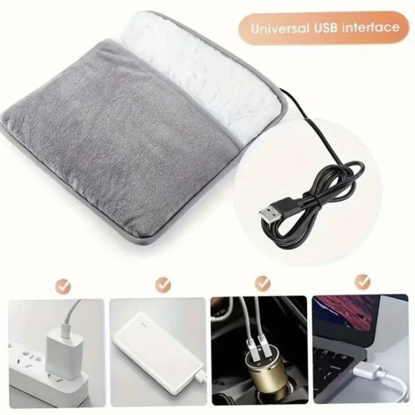 Електрична грілка для ніг нагрівач USB універсальний плюшевий тапок килимок із підігрівом від Usb | HappyShop 2158 фото