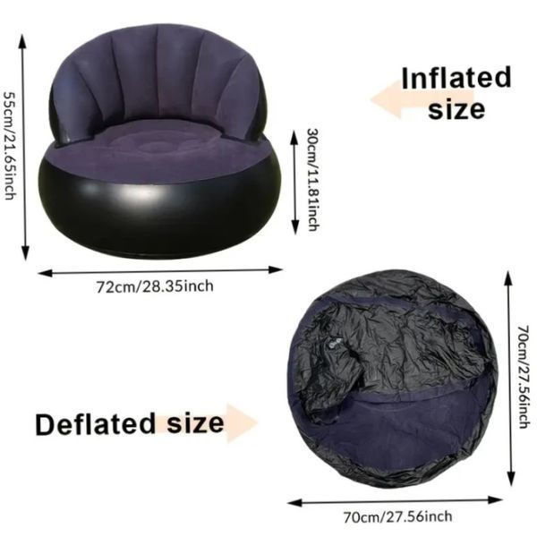 Крісло надувне AIR SOFA Надувне крісло з насосом до 100 кг) / Велюрове крісло надувне для відпочинку | HappyShop 2446 фото