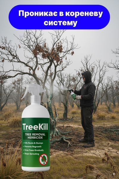 Гербицид TreeKill 220мл Гербицид TreeKill предназначен для удаления нежелательных сорняков и деревьев | HappyShop 2450 фото