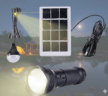 Ліхтар ручний CCLAMP CL-038 з LED лампою та сонячною панеллю Комплект зі світлодіодним ліхтариком та 3 Вт/панеллю | HappyShop 1613 фото