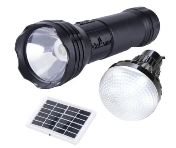 Ліхтар ручний CCLAMP CL-038 з LED лампою та сонячною панеллю Комплект зі світлодіодним ліхтариком та 3 Вт/панеллю | HappyShop 1613 фото